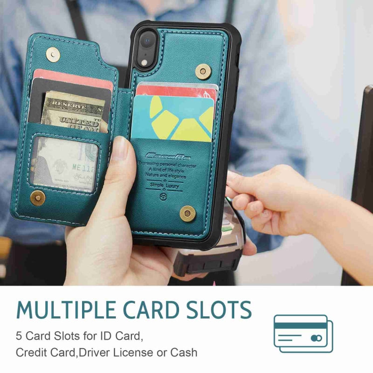 For iPhone XR CaseMe C22 Card Slots Holder RFID Anti-theft Phone Case(Blue Green) - free shipping - PMC Jewellery - Order now!