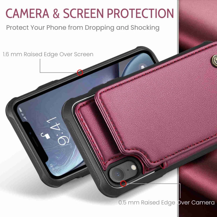 For iPhone XR CaseMe C22 Card Slots Holder RFID Anti-theft Phone Case(Wine Red) - More iPhone Cases by CaseMe | Online Shopping South Africa | PMC Jewellery | Buy Now Pay Later Mobicred