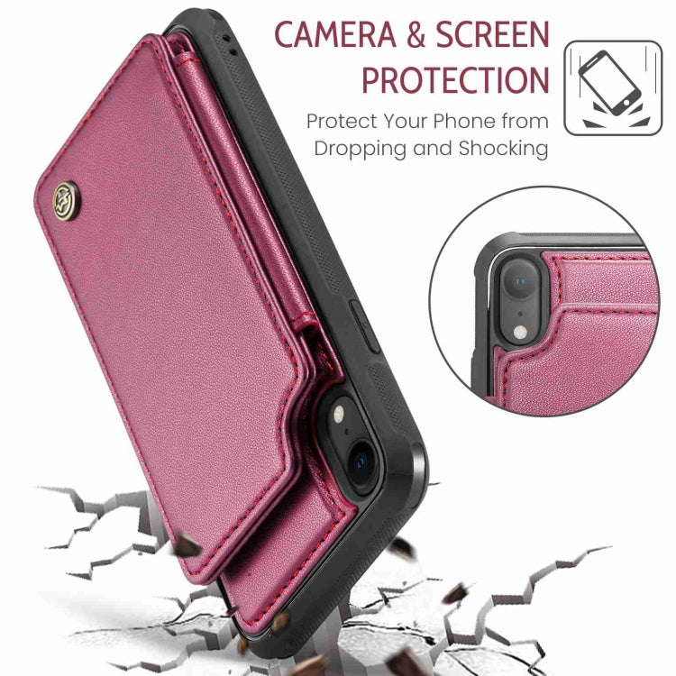 For iPhone XR CaseMe C22 Card Slots Holder RFID Anti-theft Phone Case(Wine Red) - More iPhone Cases by CaseMe | Online Shopping South Africa | PMC Jewellery | Buy Now Pay Later Mobicred