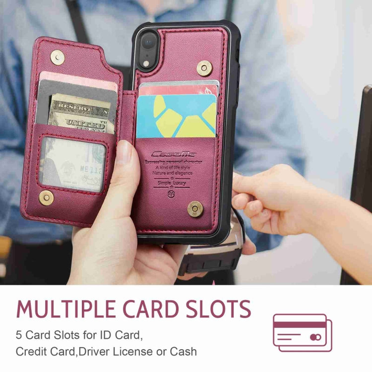 For iPhone XR CaseMe C22 Card Slots Holder RFID Anti-theft Phone Case(Wine Red) - More iPhone Cases by CaseMe | Online Shopping South Africa | PMC Jewellery | Buy Now Pay Later Mobicred