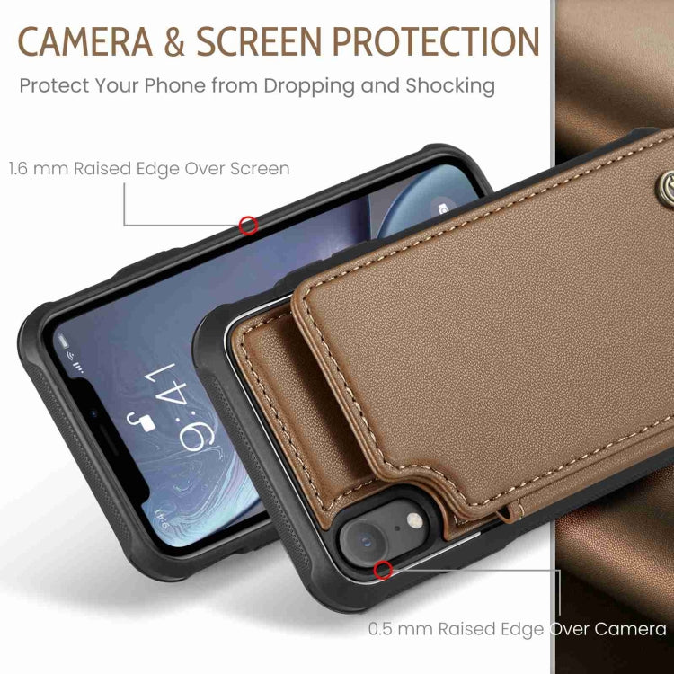 For iPhone XR CaseMe C22 Card Slots Holder RFID Anti-theft Phone Case(Brown) - free shipping - PMC Jewellery - Order now!