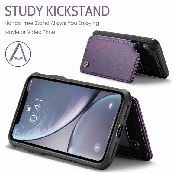 For iPhone XR CaseMe C22 Card Slots Holder RFID Anti-theft Phone Case(Purple)