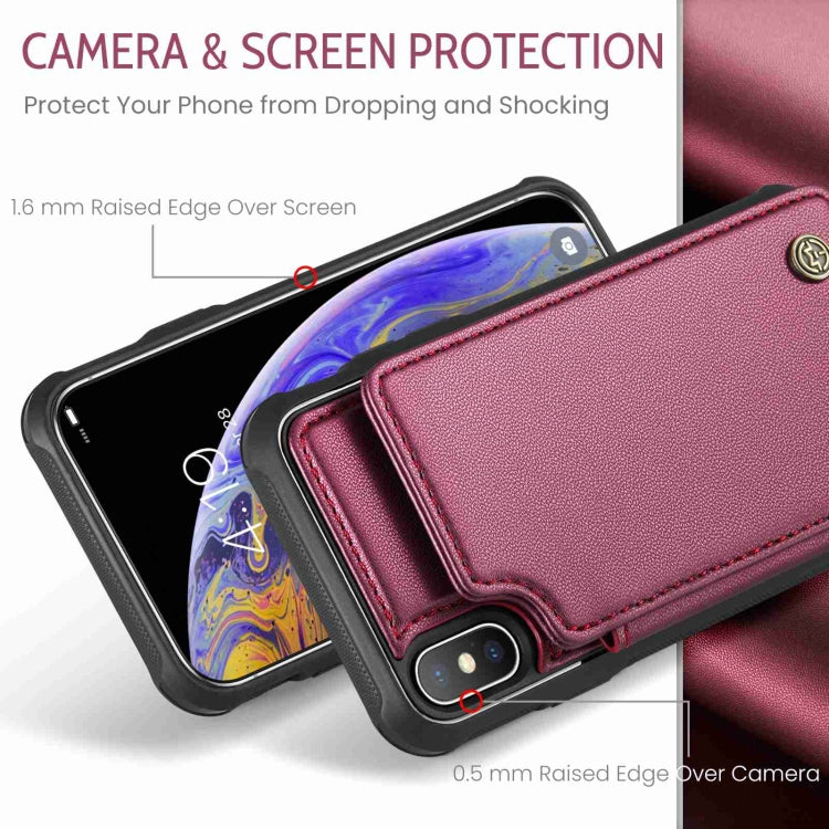 For iPhone XS Max CaseMe C22 Card Slots Holder RFID Anti-theft Phone Case(Wine Red) - More iPhone Cases by CaseMe | Online Shopping South Africa | PMC Jewellery | Buy Now Pay Later Mobicred