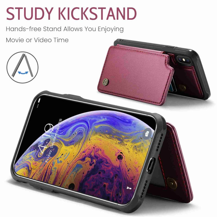 For iPhone XS Max CaseMe C22 Card Slots Holder RFID Anti-theft Phone Case(Wine Red) - More iPhone Cases by CaseMe | Online Shopping South Africa | PMC Jewellery | Buy Now Pay Later Mobicred