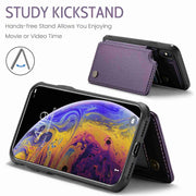For iPhone XS Max CaseMe C22 Card Slots Holder RFID Anti-theft Phone Case(Purple)