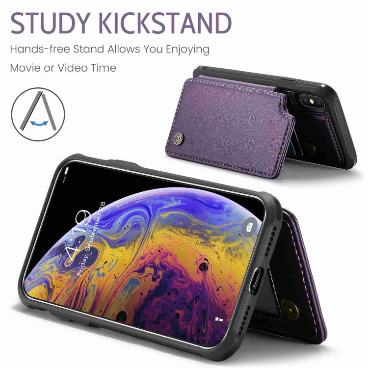 For iPhone XS Max CaseMe C22 Card Slots Holder RFID Anti-theft Phone Case(Purple)