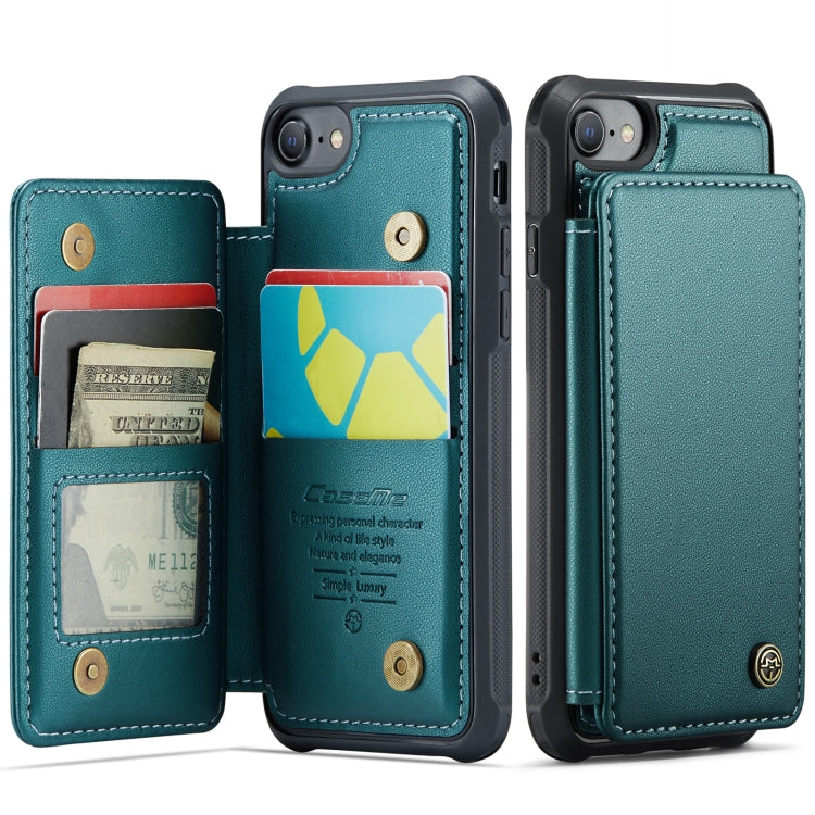 For iPhone SE 2022 / SE 2020 CaseMe C22 Card Slots Holder RFID Anti-theft Phone Case(Blue Green) - iPhone SE 2022 / 2020 / 8 / 7 Cases by CaseMe | Online Shopping South Africa | PMC Jewellery | Buy Now Pay Later Mobicred