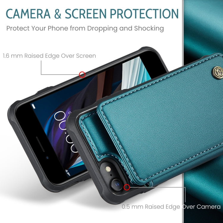 For iPhone SE 2022 / SE 2020 CaseMe C22 Card Slots Holder RFID Anti-theft Phone Case(Blue Green) - iPhone SE 2022 / 2020 / 8 / 7 Cases by CaseMe | Online Shopping South Africa | PMC Jewellery | Buy Now Pay Later Mobicred