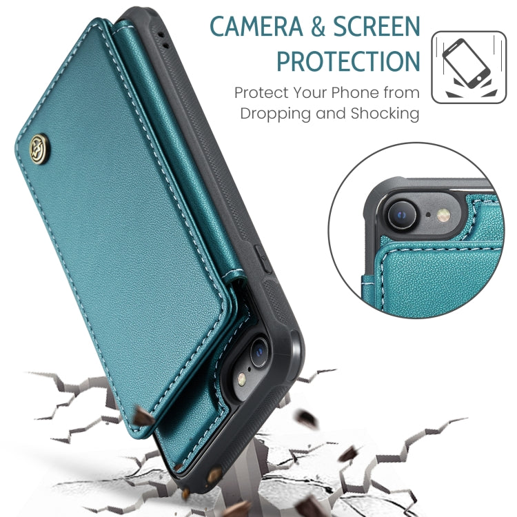 For iPhone SE 2022 / SE 2020 CaseMe C22 Card Slots Holder RFID Anti-theft Phone Case(Blue Green) - iPhone SE 2022 / 2020 / 8 / 7 Cases by CaseMe | Online Shopping South Africa | PMC Jewellery | Buy Now Pay Later Mobicred