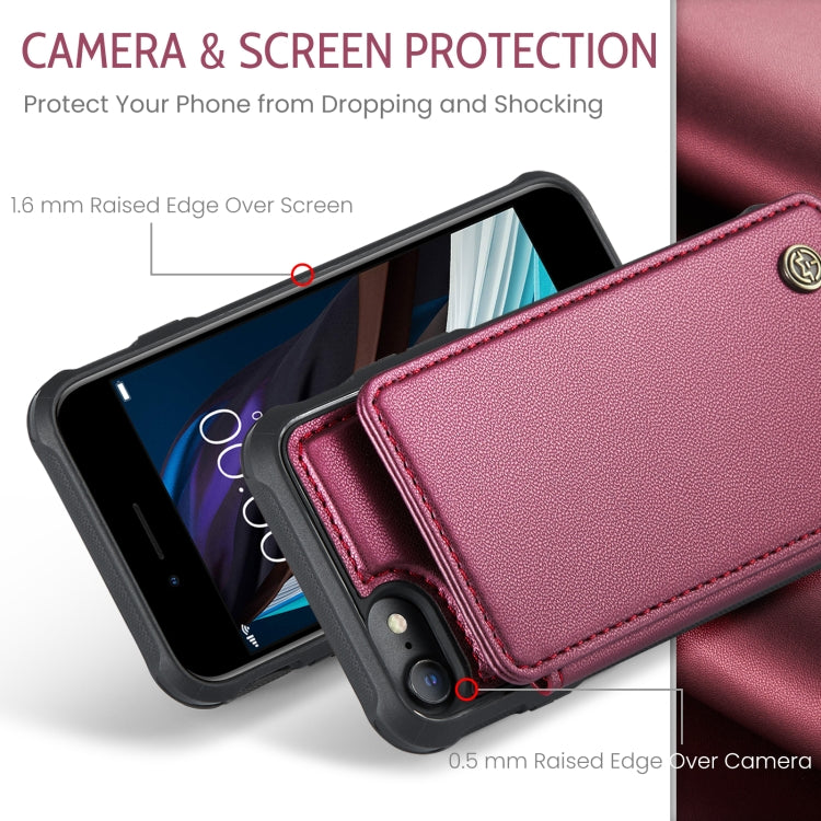 For iPhone SE 2022 / SE 2020 CaseMe C22 Card Slots Holder RFID Anti-theft Phone Case(Wine Red) - iPhone SE 2022 / 2020 / 8 / 7 Cases by CaseMe | Online Shopping South Africa | PMC Jewellery | Buy Now Pay Later Mobicred