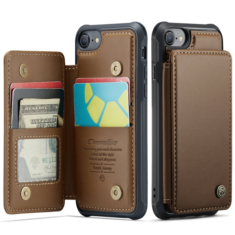 For iPhone SE 2022 / SE 2020 CaseMe C22 Card Slots Holder RFID Anti-theft Phone Case(Brown) - free shipping - PMC Jewellery - Order now!