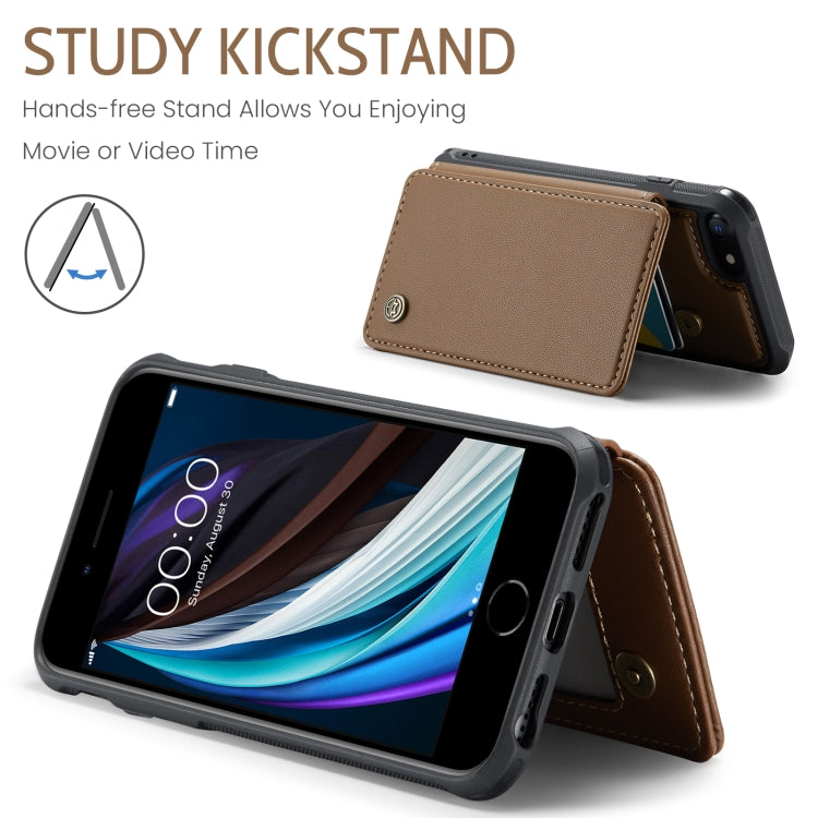 For iPhone SE 2022 / SE 2020 CaseMe C22 Card Slots Holder RFID Anti-theft Phone Case(Brown) - free shipping - PMC Jewellery - Order now!
