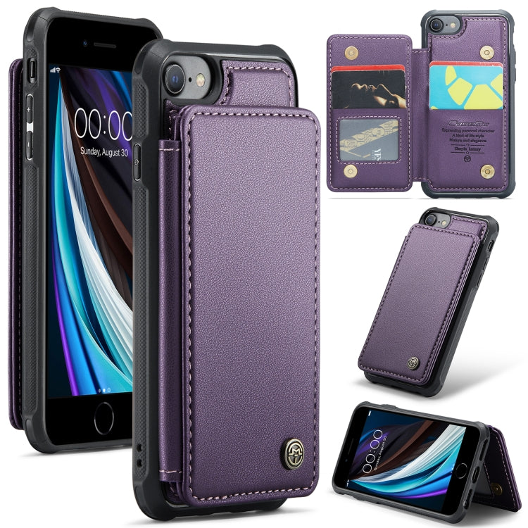 For iPhone SE 2022 / SE 2020 CaseMe C22 Card Slots Holder RFID Anti-theft Phone Case(Purple) - free shipping - PMC Jewellery - Order now!
