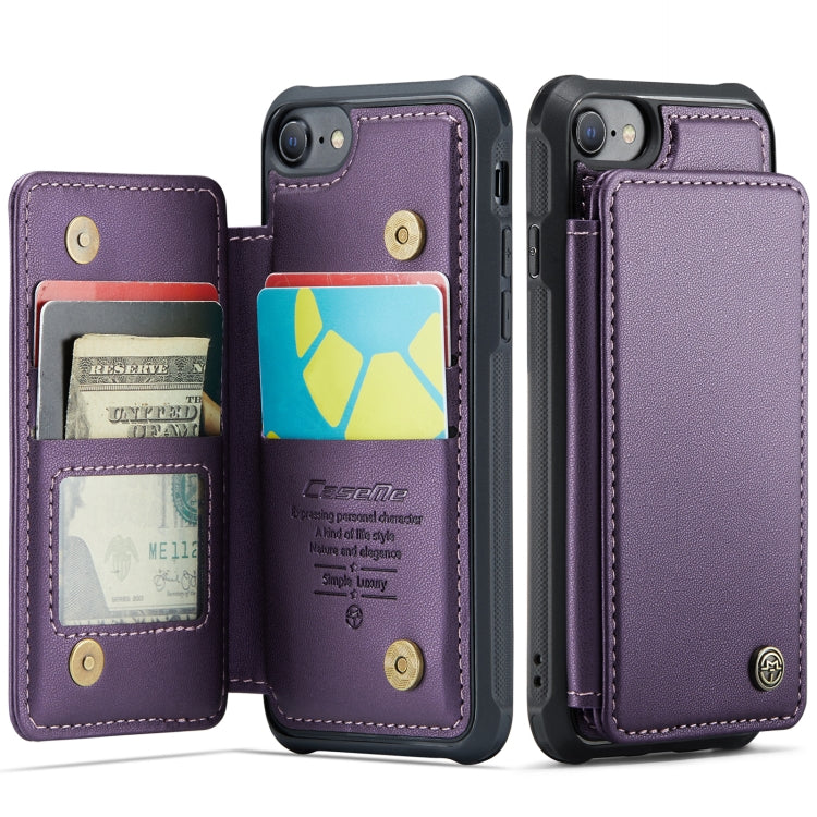 For iPhone SE 2022 / SE 2020 CaseMe C22 Card Slots Holder RFID Anti-theft Phone Case(Purple) - free shipping - PMC Jewellery - Order now!