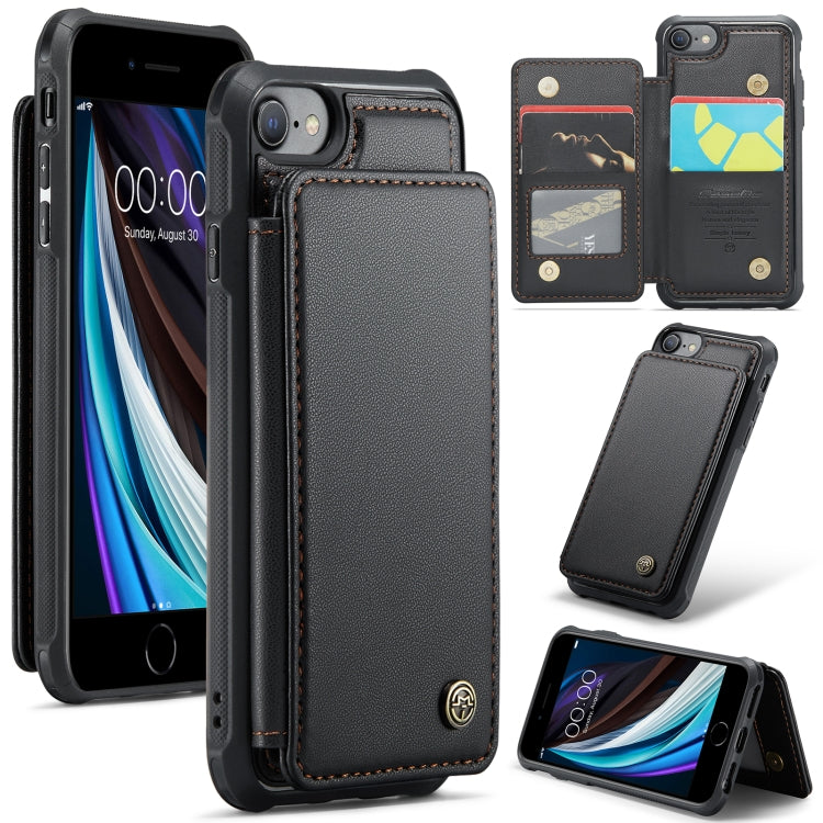 For iPhone SE 2022 / SE 2020 CaseMe C22 Card Slots Holder RFID Anti-theft Phone Case(Black) - free shipping - PMC Jewellery - Order now!