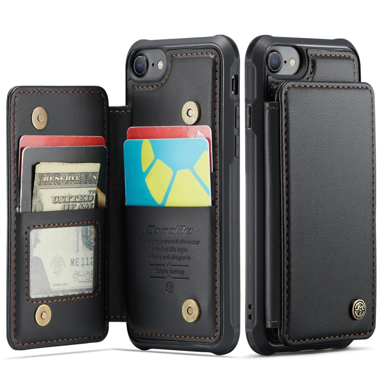 For iPhone SE 2022 / SE 2020 CaseMe C22 Card Slots Holder RFID Anti-theft Phone Case(Black) - free shipping - PMC Jewellery - Order now!