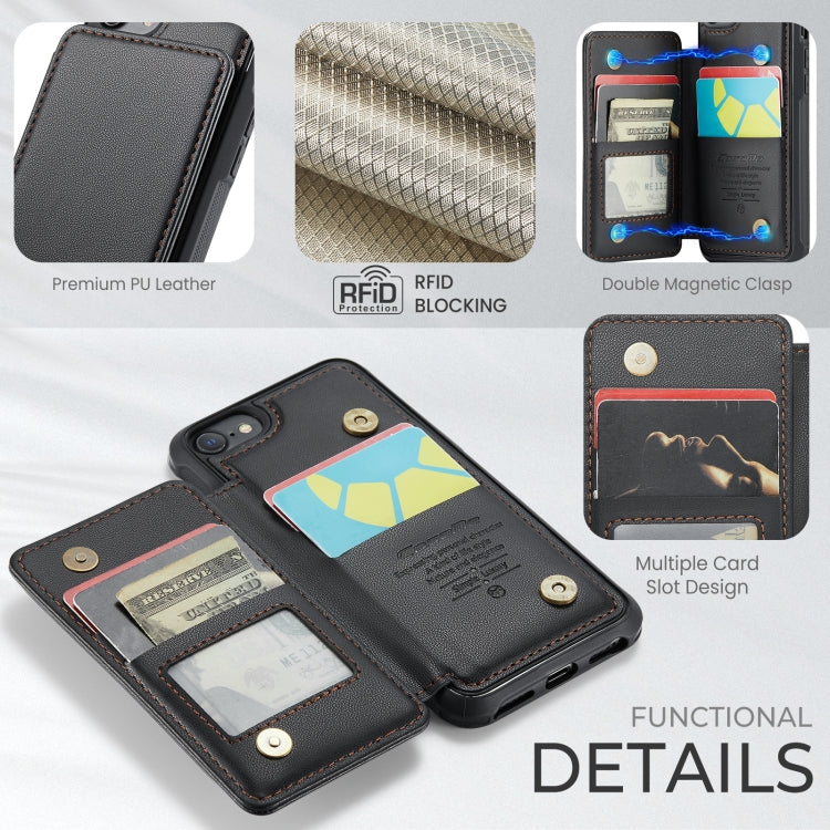 For iPhone SE 2022 / SE 2020 CaseMe C22 Card Slots Holder RFID Anti-theft Phone Case(Black) - free shipping - PMC Jewellery - Order now!