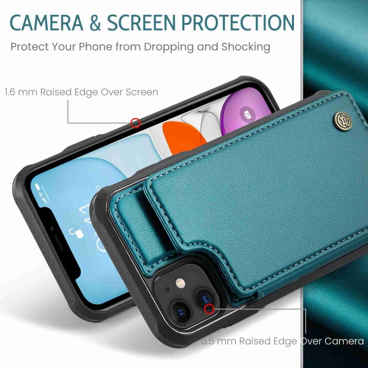 For iPhone 11 CaseMe C22 Card Slots Holder RFID Anti-theft Phone Case(Blue Green) - free shipping - PMC Jewellery - Order now!