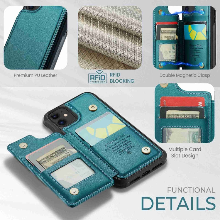 For iPhone 11 CaseMe C22 Card Slots Holder RFID Anti-theft Phone Case(Blue Green) - free shipping - PMC Jewellery - Order now!