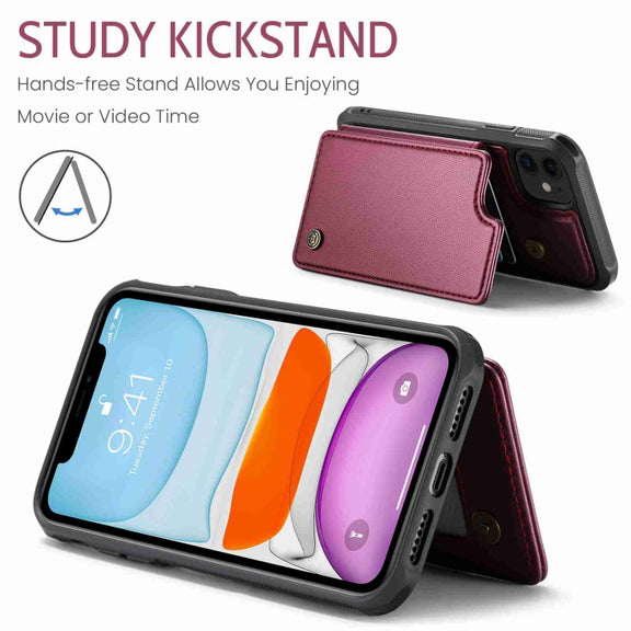 For iPhone 11 CaseMe C22 Card Slots Holder RFID Anti-theft Phone Case(Wine Red)