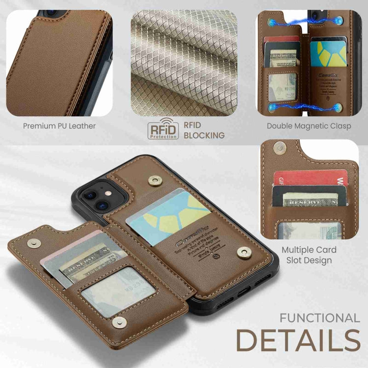 For iPhone 11 CaseMe C22 Card Slots Holder RFID Anti-theft Phone Case(Brown) - free shipping - PMC Jewellery - Order now!