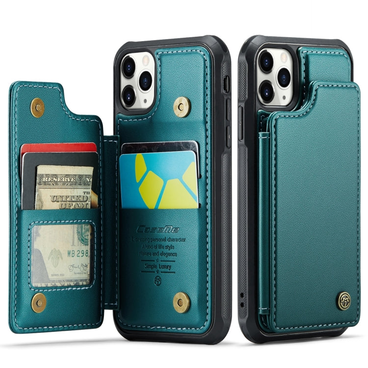 For iPhone 11 Pro CaseMe C22 Card Slots Holder RFID Anti-theft Phone Case(Blue Green) - free shipping - PMC Jewellery - Order now!