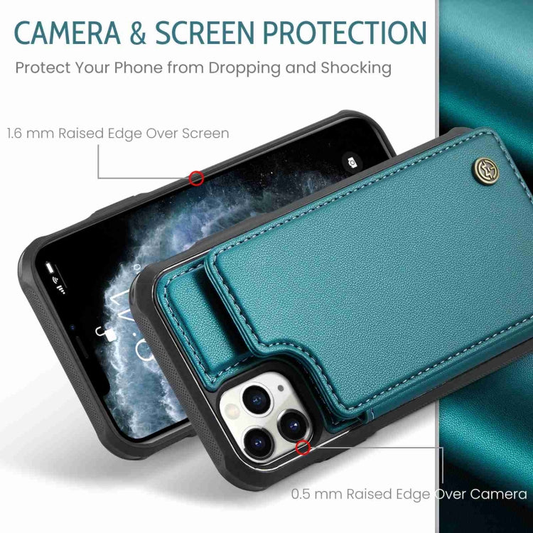 For iPhone 11 Pro CaseMe C22 Card Slots Holder RFID Anti-theft Phone Case(Blue Green) - free shipping - PMC Jewellery - Order now!