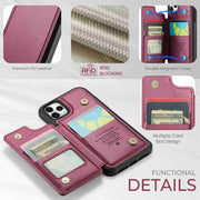 For iPhone 11 Pro CaseMe C22 Card Slots Holder RFID Anti-theft Phone Case(Wine Red)