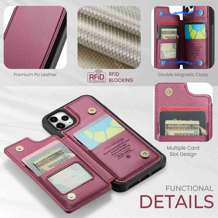 For iPhone 11 Pro CaseMe C22 Card Slots Holder RFID Anti-theft Phone Case(Wine Red)