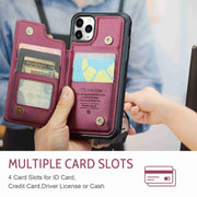 For iPhone 11 Pro CaseMe C22 Card Slots Holder RFID Anti-theft Phone Case(Wine Red)