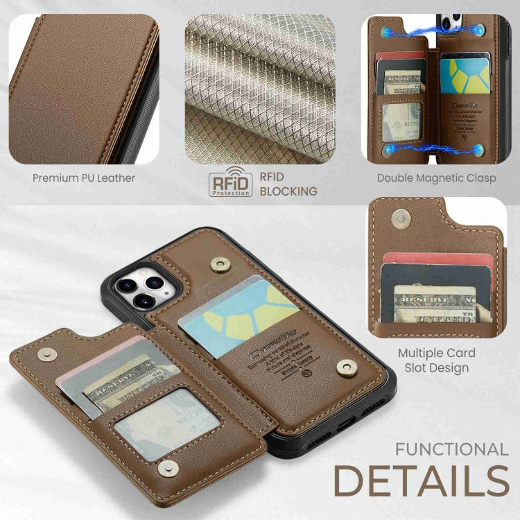 For iPhone 11 Pro CaseMe C22 Card Slots Holder RFID Anti-theft Phone Case(Brown) - free shipping - PMC Jewellery - Order now!