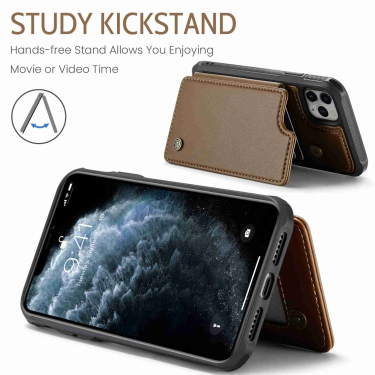 For iPhone 11 Pro CaseMe C22 Card Slots Holder RFID Anti-theft Phone Case(Brown)