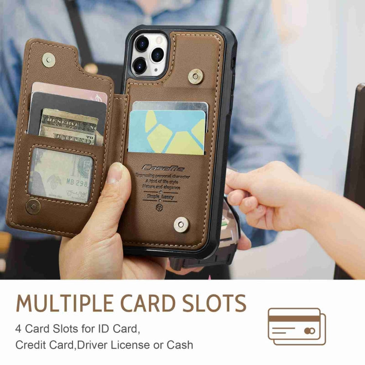 For iPhone 11 Pro CaseMe C22 Card Slots Holder RFID Anti-theft Phone Case(Brown) - free shipping - PMC Jewellery - Order now!
