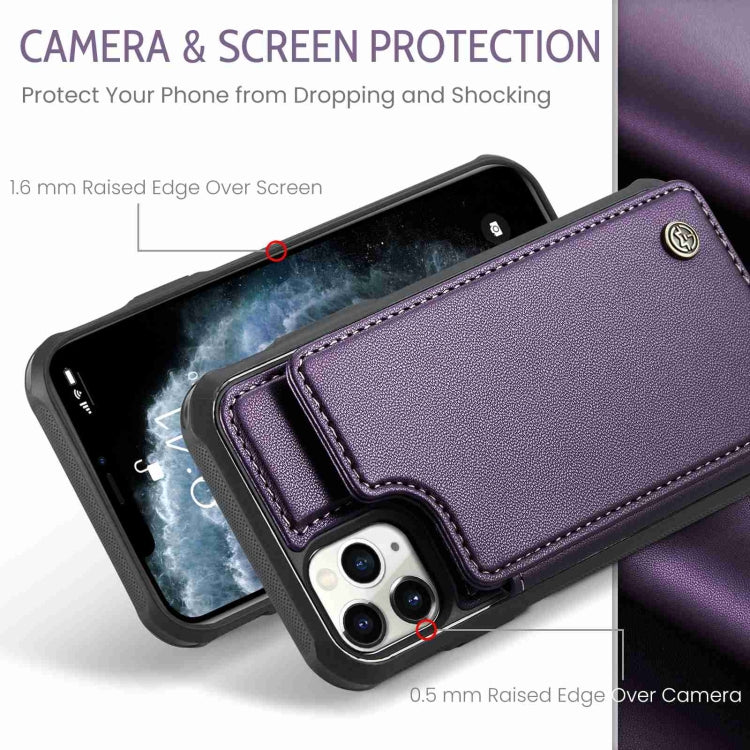 For iPhone 11 Pro CaseMe C22 Card Slots Holder RFID Anti-theft Phone Case(Purple)