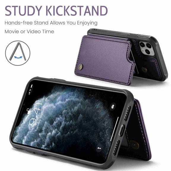 For iPhone 11 Pro CaseMe C22 Card Slots Holder RFID Anti-theft Phone Case(Purple)