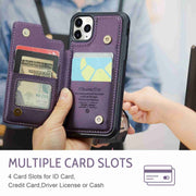 For iPhone 11 Pro CaseMe C22 Card Slots Holder RFID Anti-theft Phone Case(Purple)