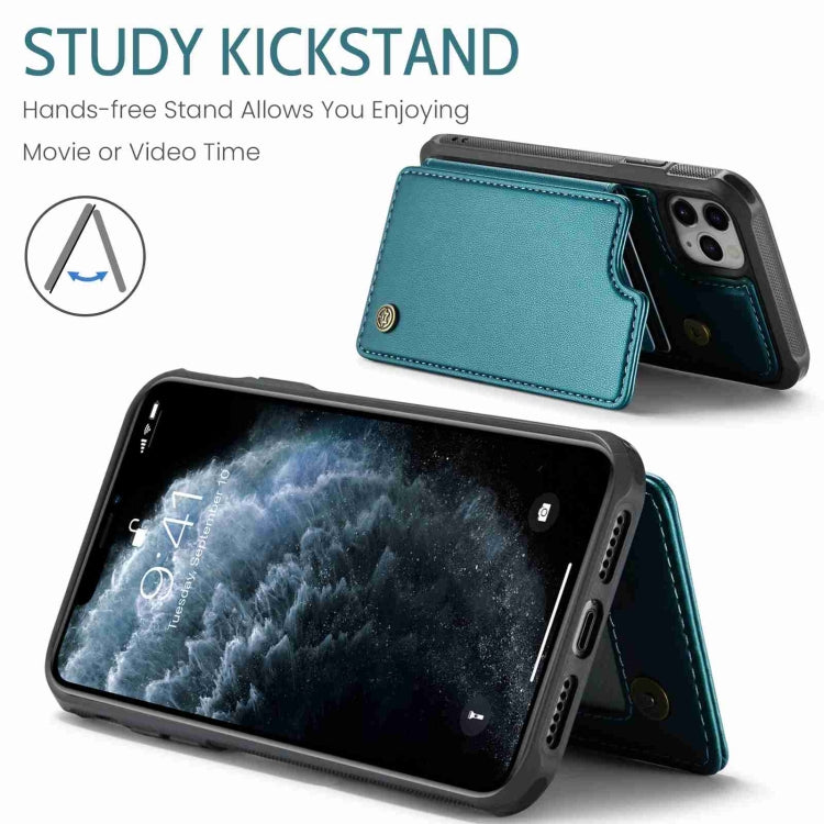 For iPhone 11 Pro Max CaseMe C22 Card Slots Holder RFID Anti-theft Phone Case(Blue Green) - free shipping - PMC Jewellery - Order now!