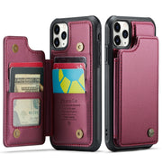 For iPhone 11 Pro Max CaseMe C22 Card Slots Holder RFID Anti-theft Phone Case(Wine Red)