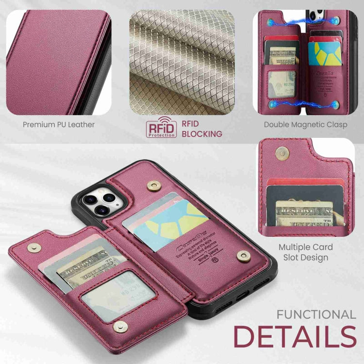 For iPhone 11 Pro Max CaseMe C22 Card Slots Holder RFID Anti-theft Phone Case(Wine Red) - free shipping - PMC Jewellery - Order now!