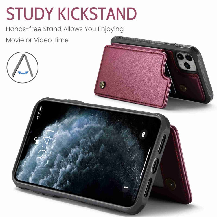 For iPhone 11 Pro Max CaseMe C22 Card Slots Holder RFID Anti-theft Phone Case(Wine Red) - free shipping - PMC Jewellery - Order now!