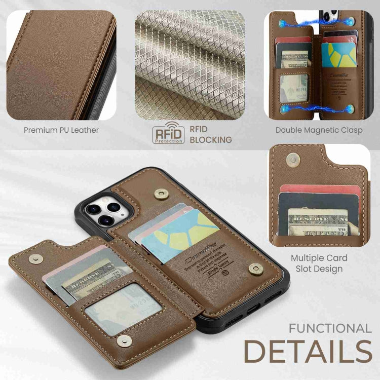 For iPhone 11 Pro Max CaseMe C22 Card Slots Holder RFID Anti-theft Phone Case(Brown) - free shipping - PMC Jewellery - Order now!