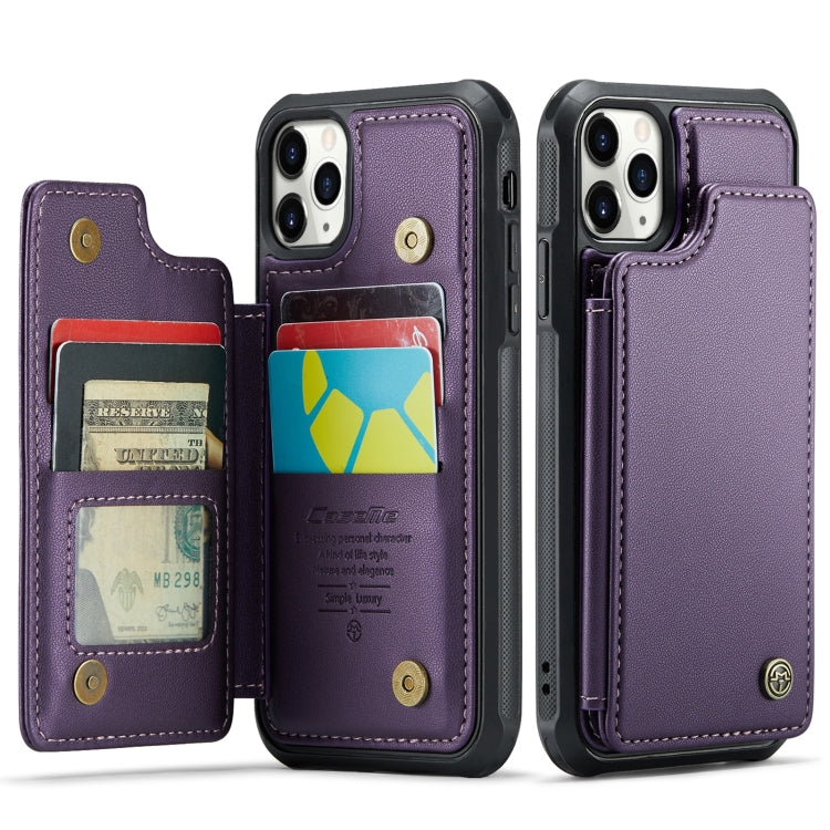 For iPhone 11 Pro Max CaseMe C22 Card Slots Holder RFID Anti-theft Phone Case(Purple)