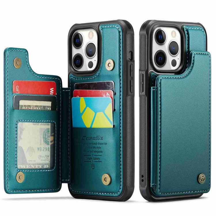 For iPhone 12 Pro Max CaseMe C22 Card Slots Holder RFID Anti-theft Phone Case(Blue Green) - free shipping - PMC Jewellery - Order now!