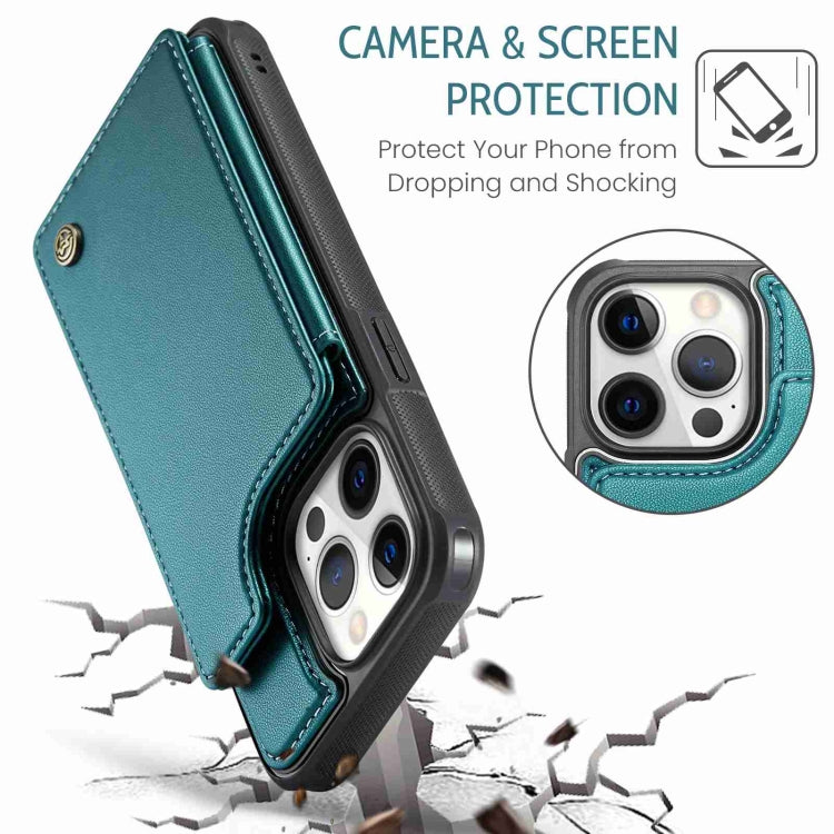 For iPhone 12 Pro Max CaseMe C22 Card Slots Holder RFID Anti-theft Phone Case(Blue Green) - free shipping - PMC Jewellery - Order now!