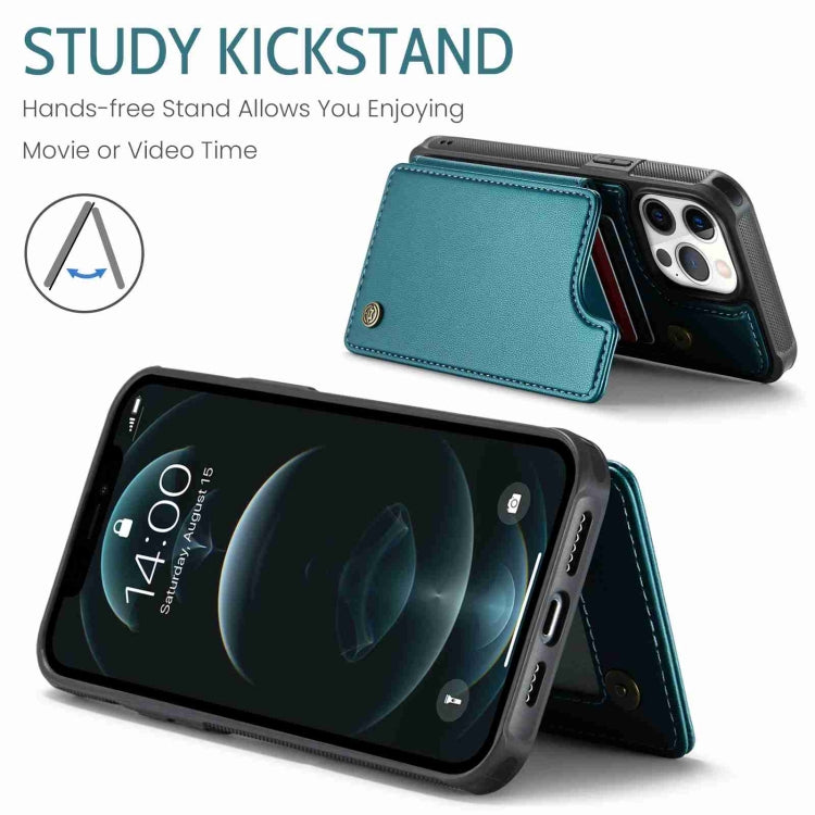For iPhone 12 Pro Max CaseMe C22 Card Slots Holder RFID Anti-theft Phone Case(Blue Green) - free shipping - PMC Jewellery - Order now!