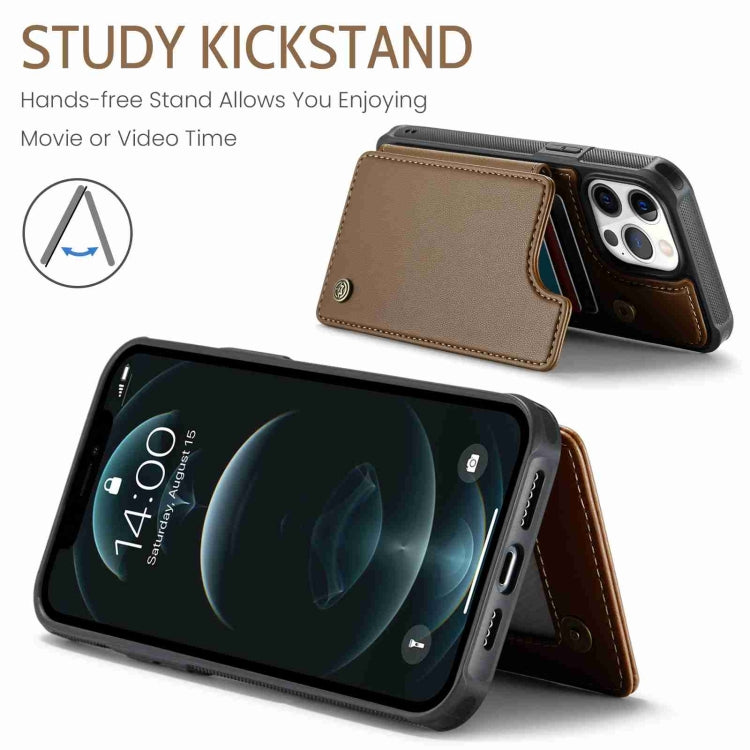For iPhone 12 Pro Max CaseMe C22 Card Slots Holder RFID Anti-theft Phone Case(Brown) - free shipping - PMC Jewellery - Order now!