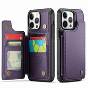 For iPhone 12 Pro Max CaseMe C22 Card Slots Holder RFID Anti-theft Phone Case(Purple)