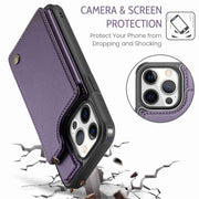 For iPhone 12 Pro Max CaseMe C22 Card Slots Holder RFID Anti-theft Phone Case(Purple)