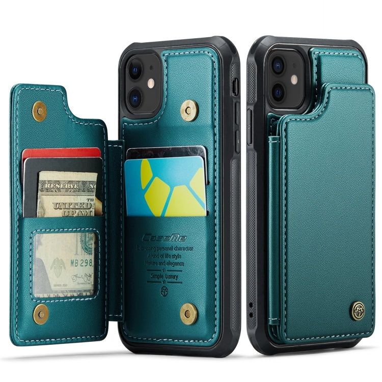 For iPhone 12 / 12 Pro CaseMe C22 Card Slots Holder RFID Anti-theft Phone Case(Blue Green) - iPhone 12 / 12 Pro Cases by CaseMe | Online Shopping South Africa | PMC Jewellery | Buy Now Pay Later Mobicred