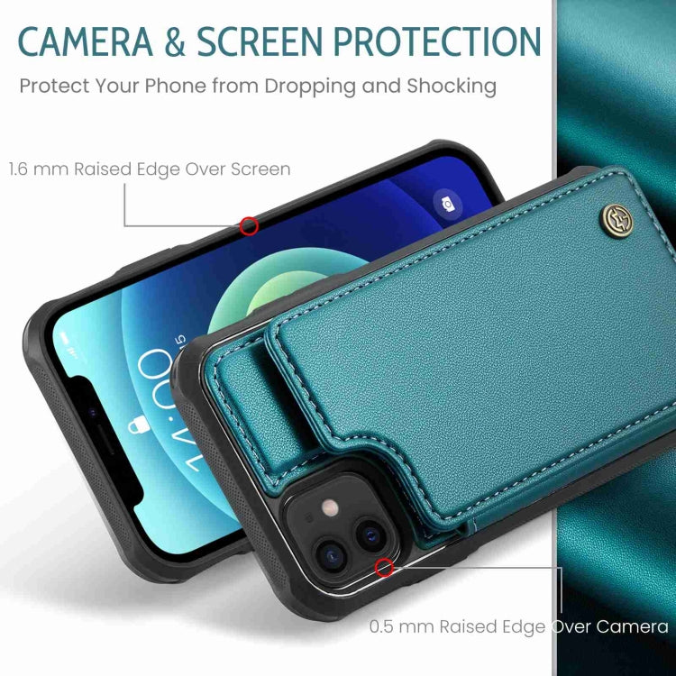 For iPhone 12 / 12 Pro CaseMe C22 Card Slots Holder RFID Anti-theft Phone Case(Blue Green) - iPhone 12 / 12 Pro Cases by CaseMe | Online Shopping South Africa | PMC Jewellery | Buy Now Pay Later Mobicred